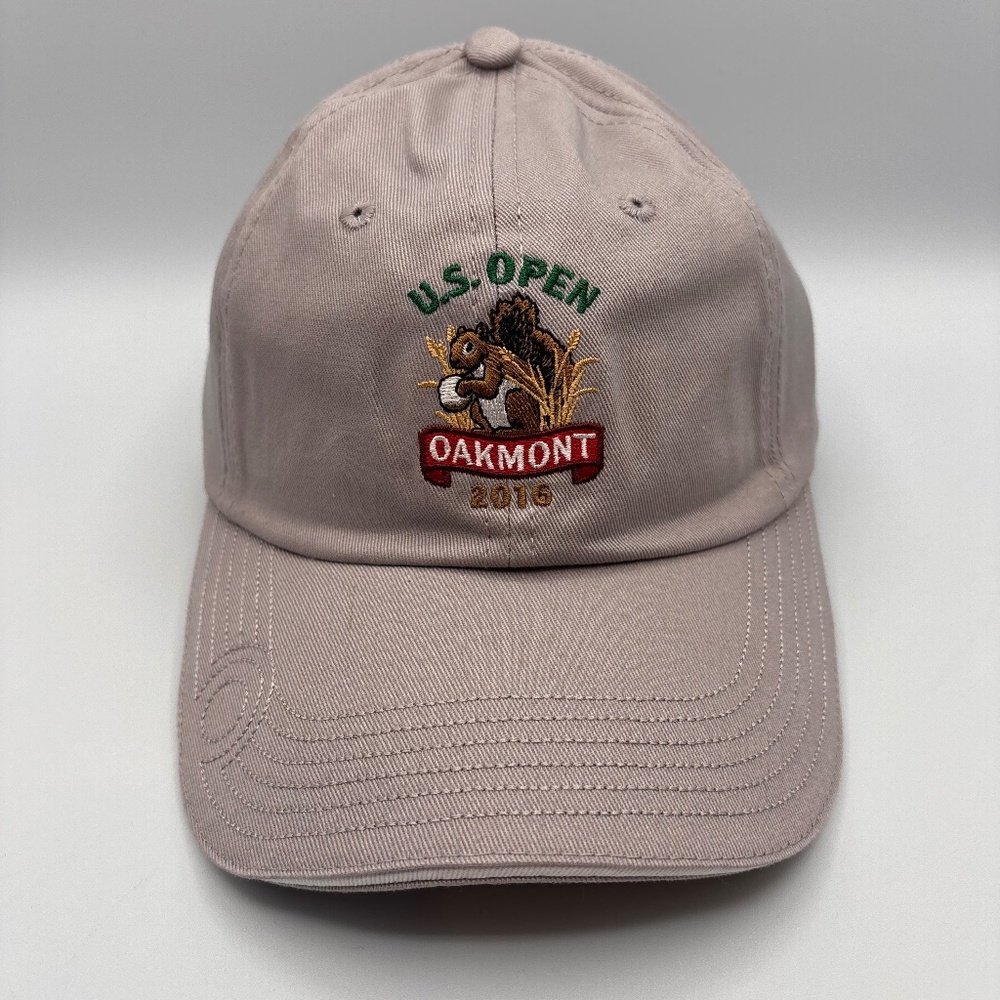 US Open 2016 Oakmont Squirrel Logo Embroidered Golf Beige USGA Hat